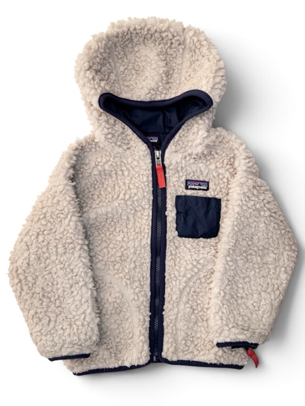 Patagonia Baby Retro-X Fleece Hoody Jacket Cream Navy Gorpcore Size 2T